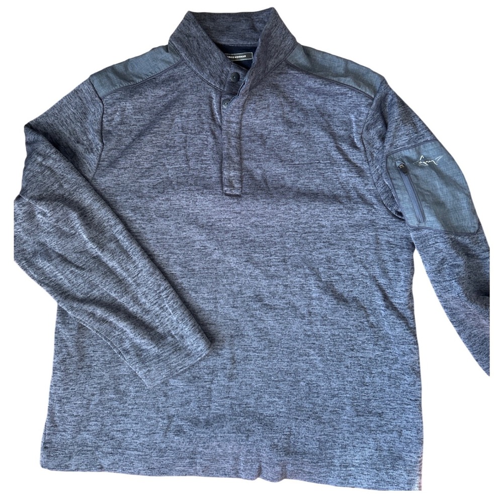 Greg Norman Mens Long Sleeve 1/4  Button Pullover Shirt Gray Htr LG Golf fleece‎